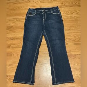 Women's Lane Bryant Blue Jeans with Rhinestones on the Pockets. Cotton Spandex